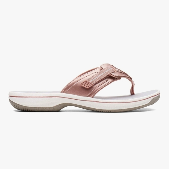 Clarks Cloudsteppers Walking Flip Flop Sandals Brinkley Jazz Rose Gold NWOT Sz 6 - Picture 3 of 12